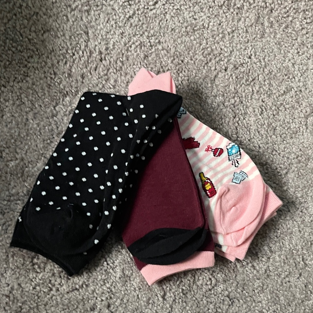 Kate Spade Pink and Black Striped Crew Socks - Picture 3 of 5